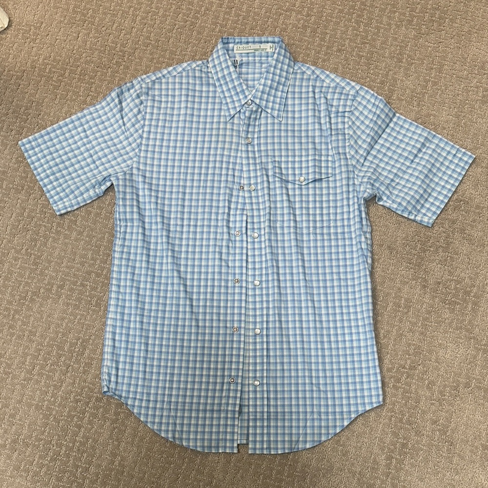 3 for $33 Criquet Light Blue Checkered Men's Shirt - Picture 1 of 4